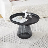 Modern Coffee Table, Glass  Decorative Pedestal Metal Accent Table for Living Room