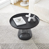 Modern Coffee Table, Glass  Decorative Pedestal Metal Accent Table for Living Room