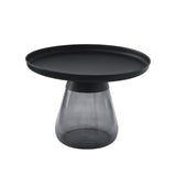 Modern Coffee Table, Glass  Decorative Pedestal Metal Accent Table for Living Room