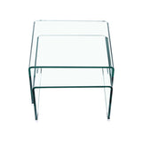 Clear Tempered Glass coffee Table,Two Set Small End Table for Living Room