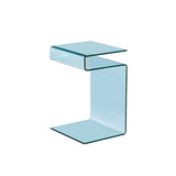 Glass Side Table For Living Room, S-Shaped End Table with 3 Shelves (Clear)