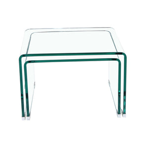 Clear Tempered Glass coffee Table,Two Set Small End Table for Living Room