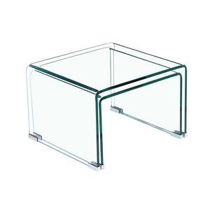 Clear Tempered Glass coffee Table,Two Set Small End Table for Living Room
