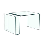 Glass Side Table For Living Room, S-Shaped End Table with 3 Shelves (Clear)