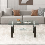 tempered glass coffee table with metal leg, transparent glass, rectangle center table